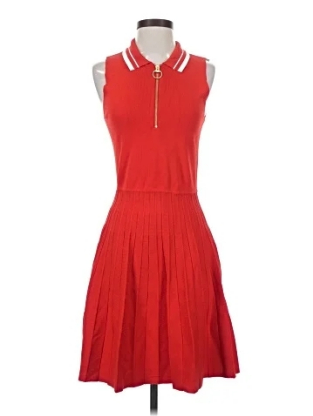NWT A New Day Red Zip Polo Dress with Gold Trim